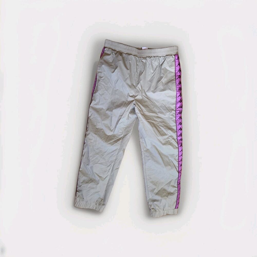 Vintage Kappa Pants Men S Beige Pink Striped Track Warm Up Nylon Zip Leg
